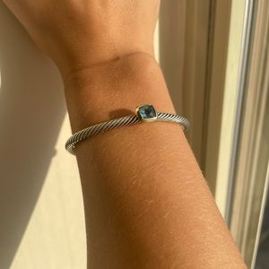 David Yurman Noblesse Cable Bracelet with Blue Topaz
